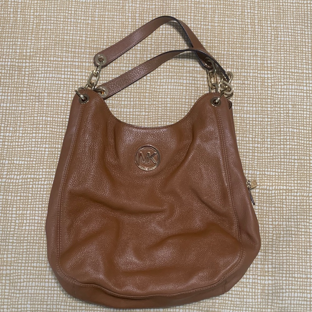 Large camel color Michael Kors shoulder bag